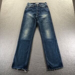 RE DONE Jeans Womens 25 Blue High Rise Loose Faded Distressed Raw Hem Herita